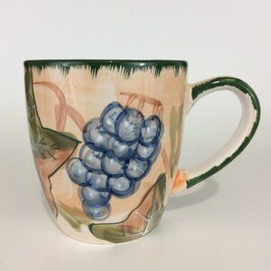 COFFEE Mug Cup Handpainted Orange Green Blue Grape